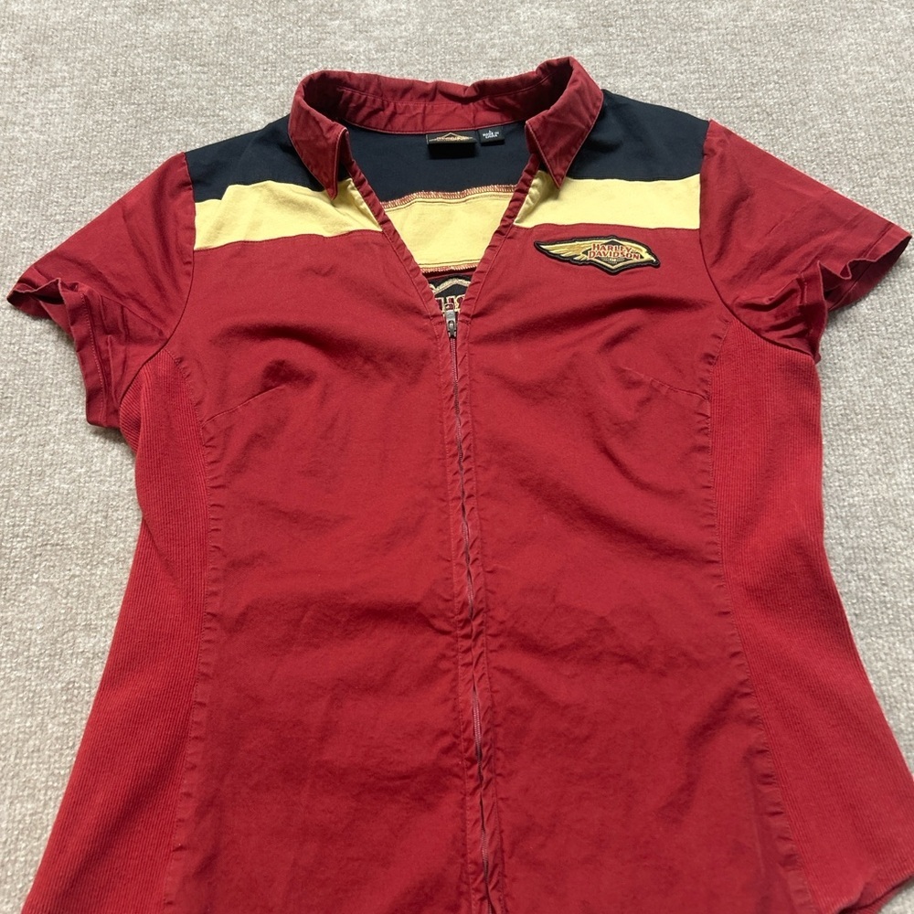 Harley-Davidson Red and Cream Shirt